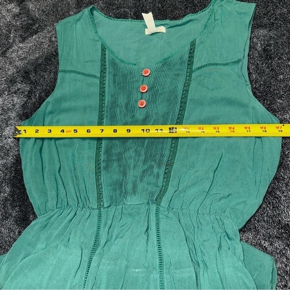 Matilda Jane Down In The Valley Maxi Dress Green Lace Trim Sleeveless Women Sz L - Picture 11 of 12